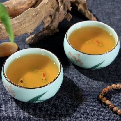 Traditional Celadon Hand-Painted Tea Cup 